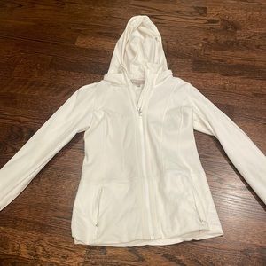 Athleta fuzzy zip up perfectly white size XS